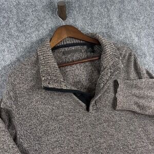Sean John 3XL Mens‎ Brown Cotton 1/4 Button Down Knit Pullover Sweater